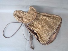 Women's Handbag by "CASHEW" New York Suede Leopard & Copper Metallic Drawstring!