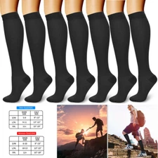 (3/6 Pairs) Compression X Socks Mens Womens Knee High 30-40 mmHg Graduated S-XL