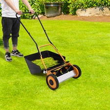 16" Manual Push Lawn Mower 5-Blade Adjustable Height Grass Catcher 2 Wheels