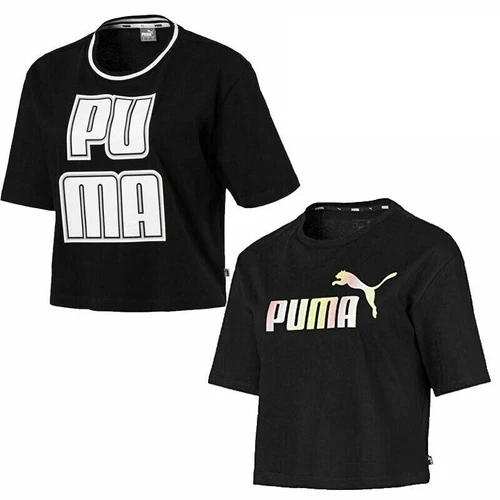 Puma Womens Crop Short Sleeve T-Shirt Modren Gym Sports Tee Shirts Tops
