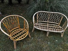 Wicker Cane Bamboo Sofa And Chair