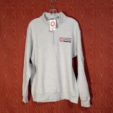 AT THE FOREFRONT UCHICAGO Medical Crewneck Quarter Zip Gray UNISEX Sweatshirt XL