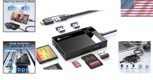 Multi-Format 7-in-1 USB Card Reader with High-Speed Data Transfer Capability - Picture 2 of 9