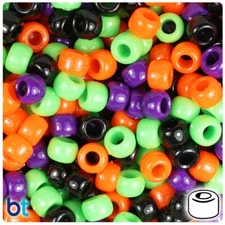 BeadTin Halloween Mix Opaque 9mm Barrel Pony Beads (500pcs)