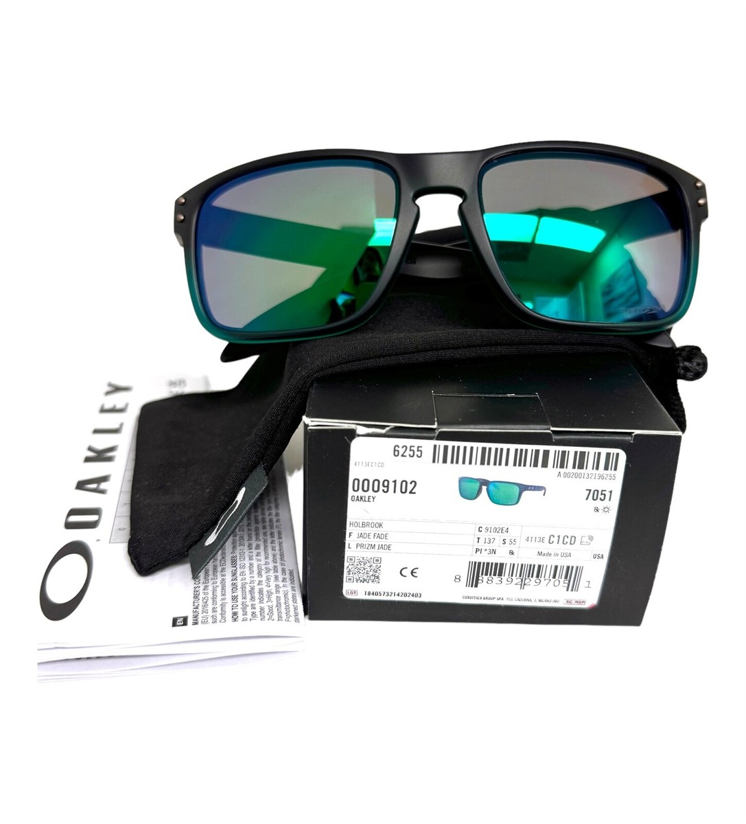Oakley Holbrook Sunglasses OO9102-E455 Matte Black Green Oakley Holbrook Sunglasses OO9102-E455 Matte Black Green