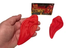 POINTED RED DEVIL EARS Saten Costume Scary Rubber Latex Set Monster Pointy Elf 