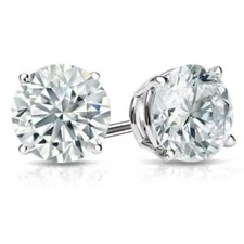 4.75Ct Real Moissanite Earrings Studs in 14K White Gold Plated Screw Back 8mm