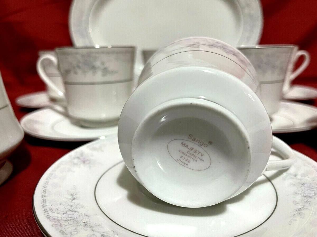 Sango Majesty Romantica 8396 Lot Of Floral Cups Saucers Creamer