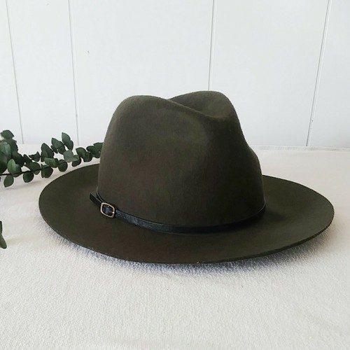 Wool Felt Hat Dark Green Black Band 