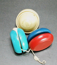 Lot of 3 Vtg YOYO's Whip It King / Dells Glow in the Dark Fireball Wood Plastic
