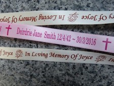 PERSONALISED RIBBON FUNERAL  15MM MEMORIAL  NOT  FOR WREATHS