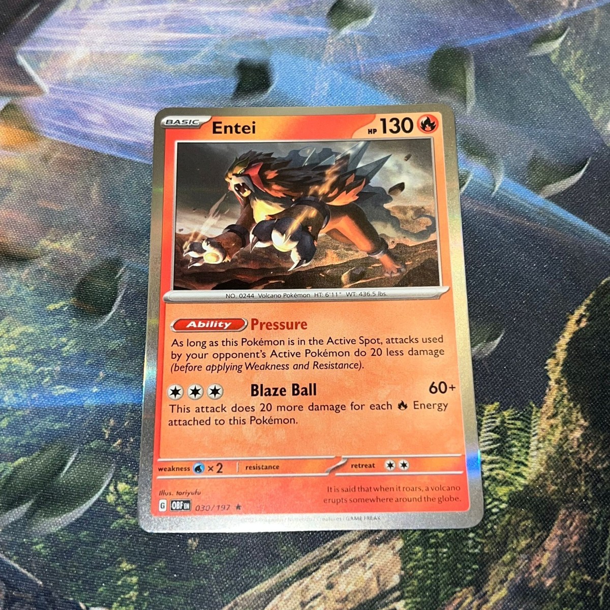 Entei ~ 030/197 ~ Holo ~ OBSIDIAN FLAMES ~ NEAR MINT ~ Pokemon Card