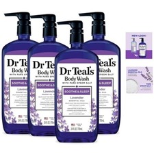 Dr Teal's Body Wash with Pure Epsom Salt Soothe Sleep with Lavender 24 oz 4-Pack