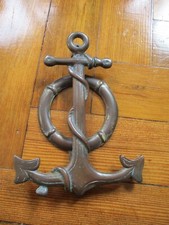 Vintage large solid brass ships anchor door knocker