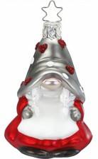 Inge Glas Mushroom Gnome Agnita 10231S019 German Glass Orn NEW w/FREE Gift Box