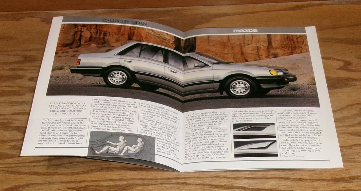 確認用(1987デザイン) Original 1987 Mazda 323 Deluxe Sales Brochure 87 Hatchback Sedan