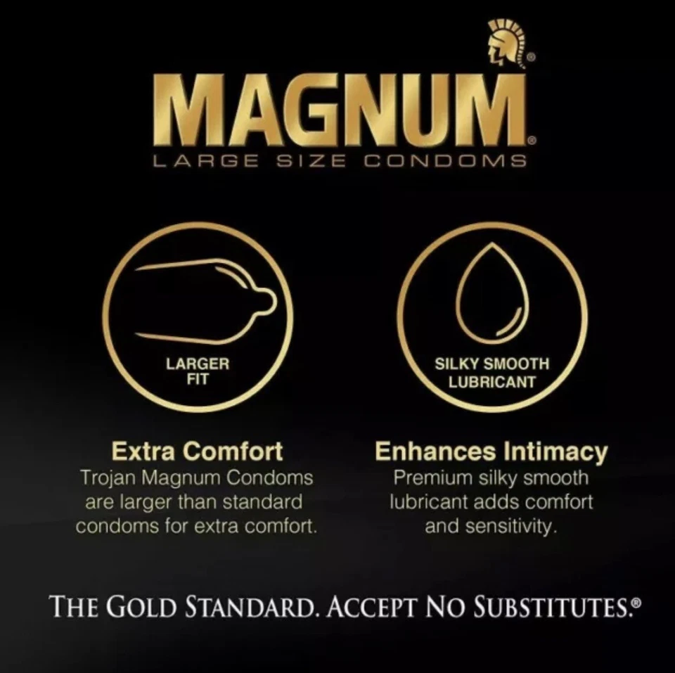 50 Trojan MAGNUM Lubricated Condoms Large Size Condoms 50 Count Exp 2028 - Image 2 of 3