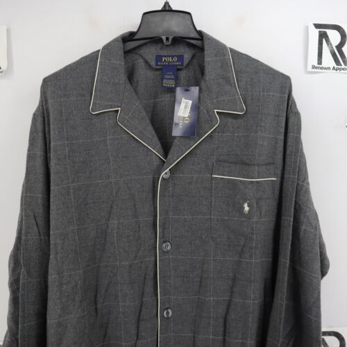 NWT Men's Polo Ralph Lauren Sleepwear Button Down Shirt Size L Large Gray Soft - Picture 3 of 9