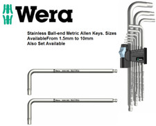 WERA Hex-Plus Long Stainless Steel Ball-End Hex Allen Key, Sizes 1.5mm To 10.0mm