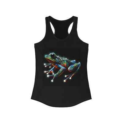 Womens Racer Slim Tank Top Art Deco Vibrant Patterned Frog Nature Toad Retro Tee