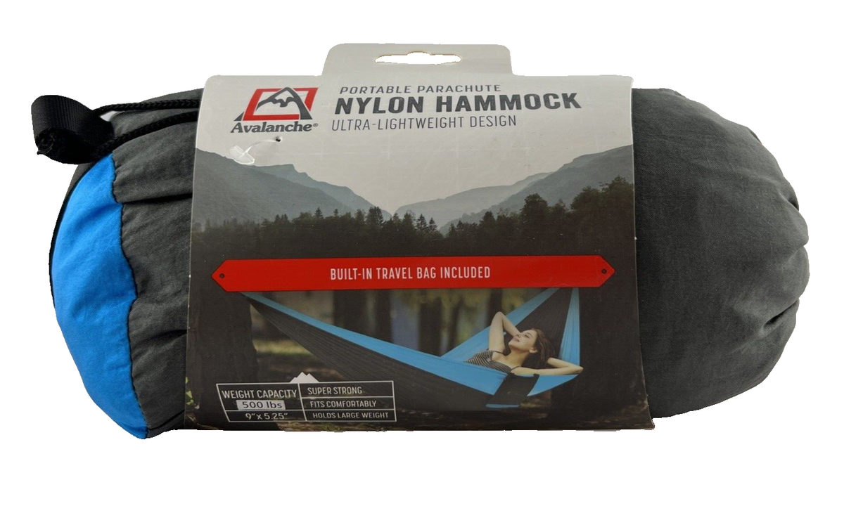 Avalanche Portable Parachute Nylon Hammock Ultra Light Black/Blue