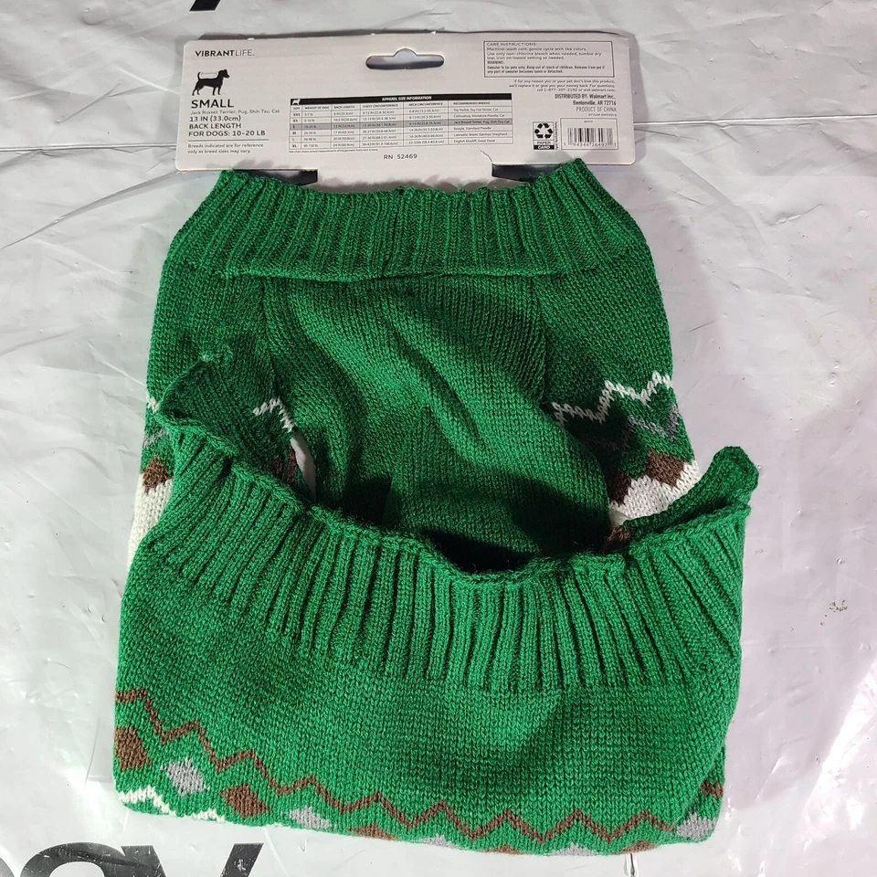 Suéter Vibrant Life Mascota Verde con Ardilla Talla S Shih Tzu Gato Jack Russel Pug Foto 2 de 4