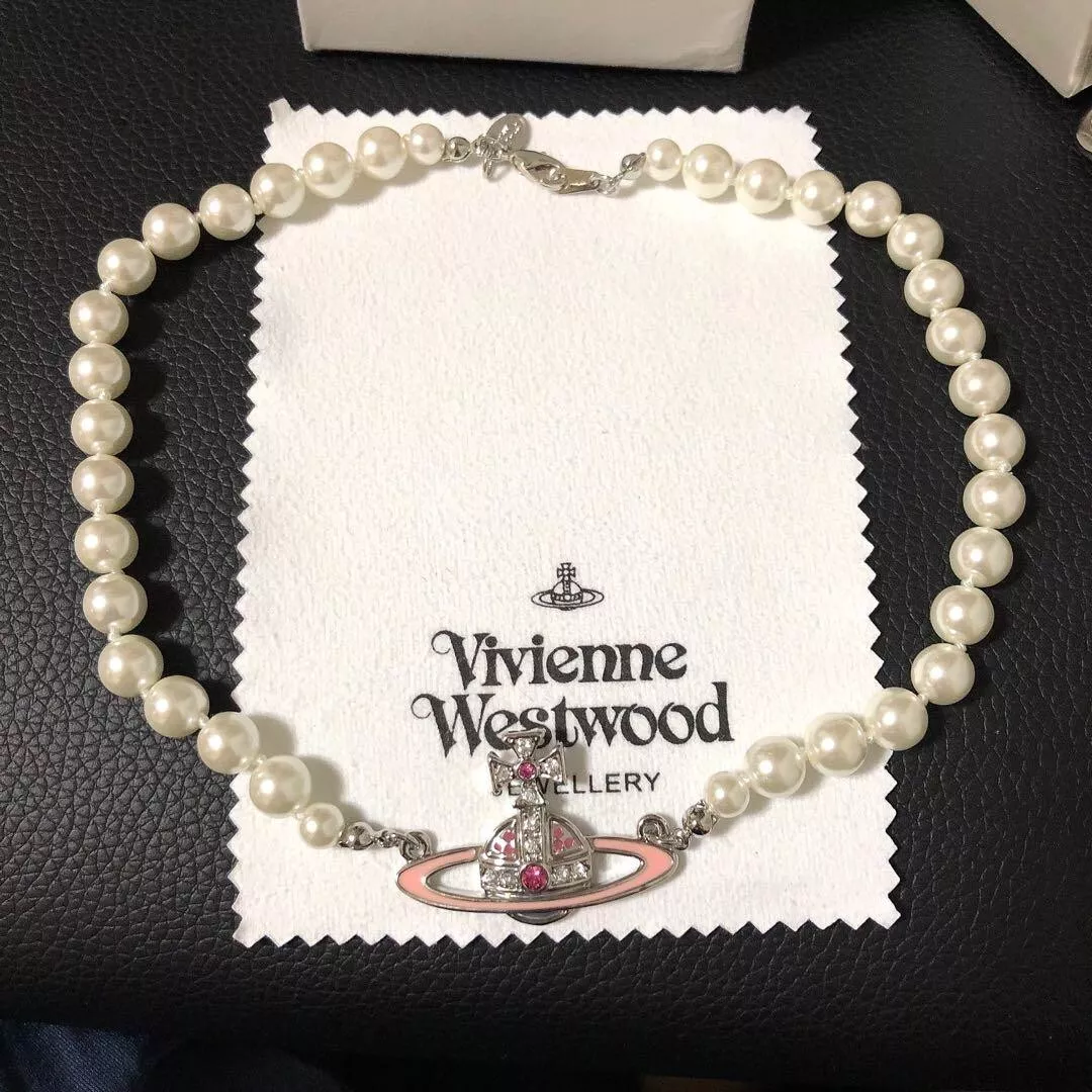 Vivienne Westwood Pink Orb 1 Row Pearl Pendant Necklace Choker