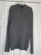 Express 1/4 Zip Sweater Men's Mock Neck 100 Cotton Wide Ribbed Preppy Sz M