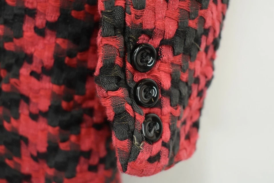 Giorgio Sant Angelo Womens Red Houndstooth Notch Collar Cotton Blazer Career 16 - Image 4 of 4