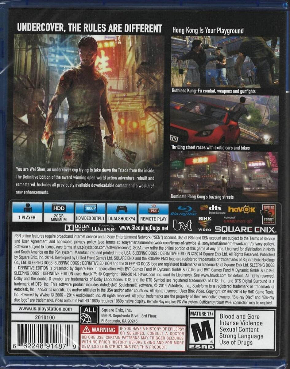  Sleeping Dogs: Definitive Edition- PlayStation 4 : Square Enix  LLC: Everything Else