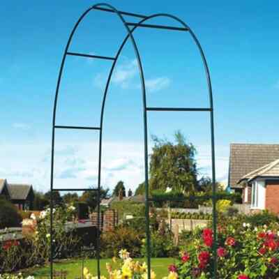 2.4m Metal Garden Arch Heavy Duty Trellis Tubular Rose Climbing Plants ...