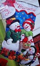 Bucilla OUR FAMILY Felt Christmas Stocking Kit OOP Frosty Snowman Original NEW