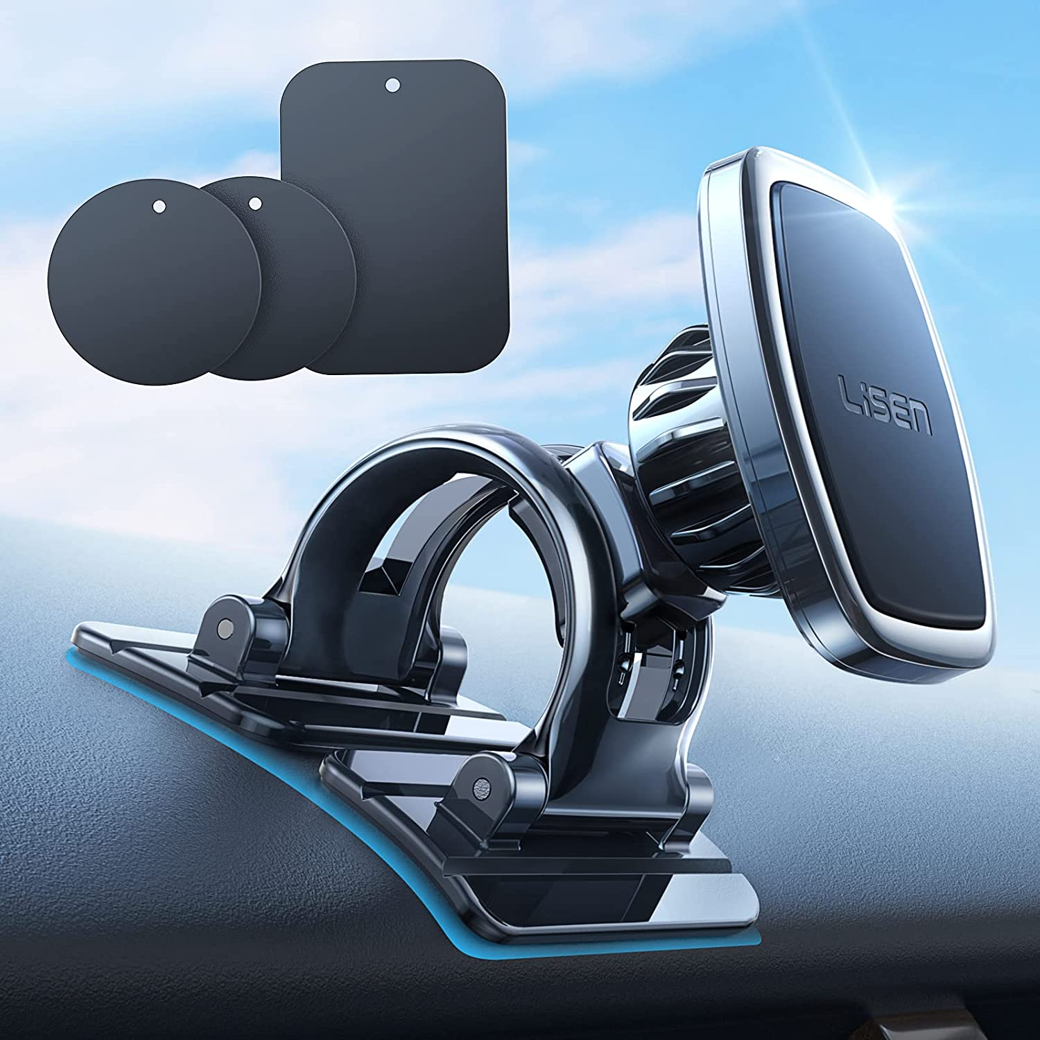 Strong Magnetic Car Phone Mount for iPhone & Android - 6 Magnets, Adjustable Holder-image