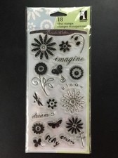 Garden Words 97722 Inkadinkado 18pc Clear Stamp Set Flowers Plants FREE SHIPPING
