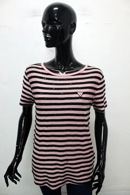 GUESS Damen T-Shirt Größe L Schwarz/Rosa Mit Logo Sommer - Bild 1 von 4
