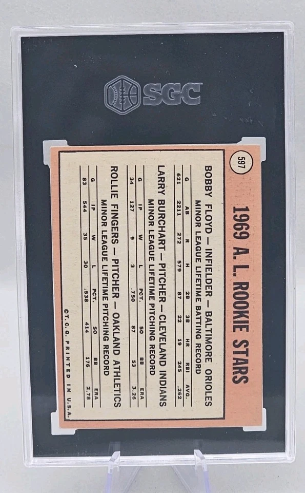 1969 Topps #597 Floyd/Burchart/Rollie Fingers ROOKIE SGC 5.5 EX+ This Just Pops! - Image 2 of 2