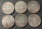 Lot Of 6 - Canada One Dollar Silver Coins 1952-1967 Canadian