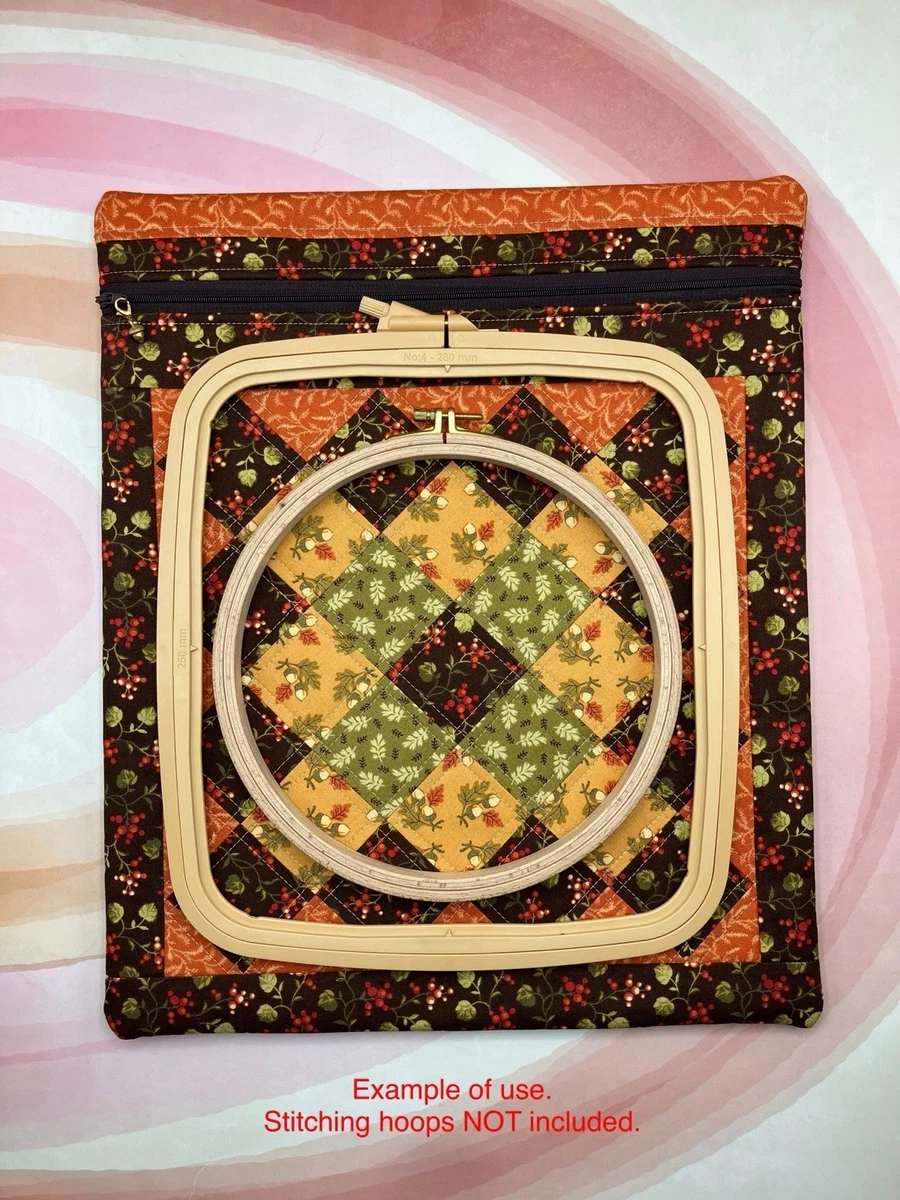 Large 14”x17” Project Bag •Cozy Autumn• Quilted Patchwork