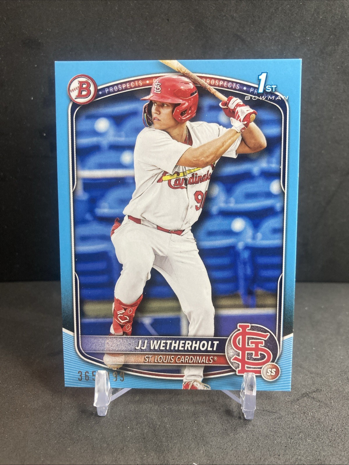 JJ WETHERHOLT 2025 Bowman Cardinals Sky Blue Parallel 1st /499 Hot Prospect!