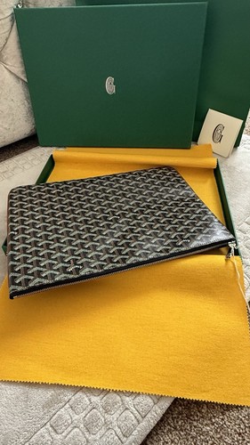 100% Authentic Goyard Senat Mgm Pouch Black & Tan