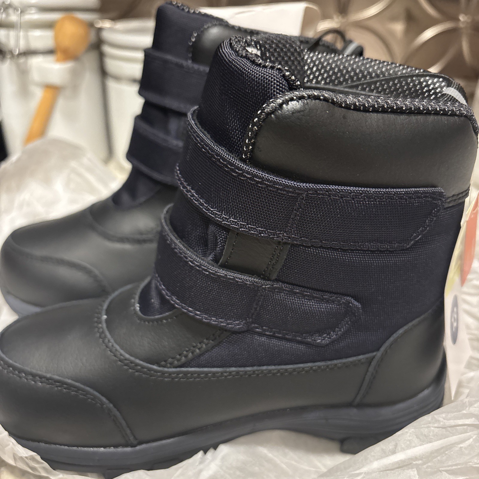 All In Motion Shoes Kids Waterproof Snow Boots Size 13 Gray Black