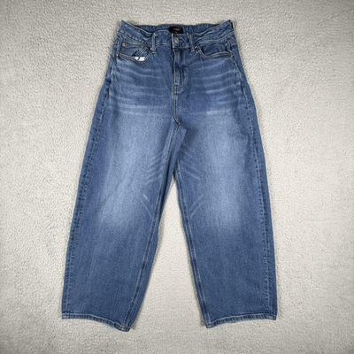 #ad Quince Jeans Women 30x28 Blue Denim Bella Stretch Wide Barrel High Rise Wide Leg $44.99