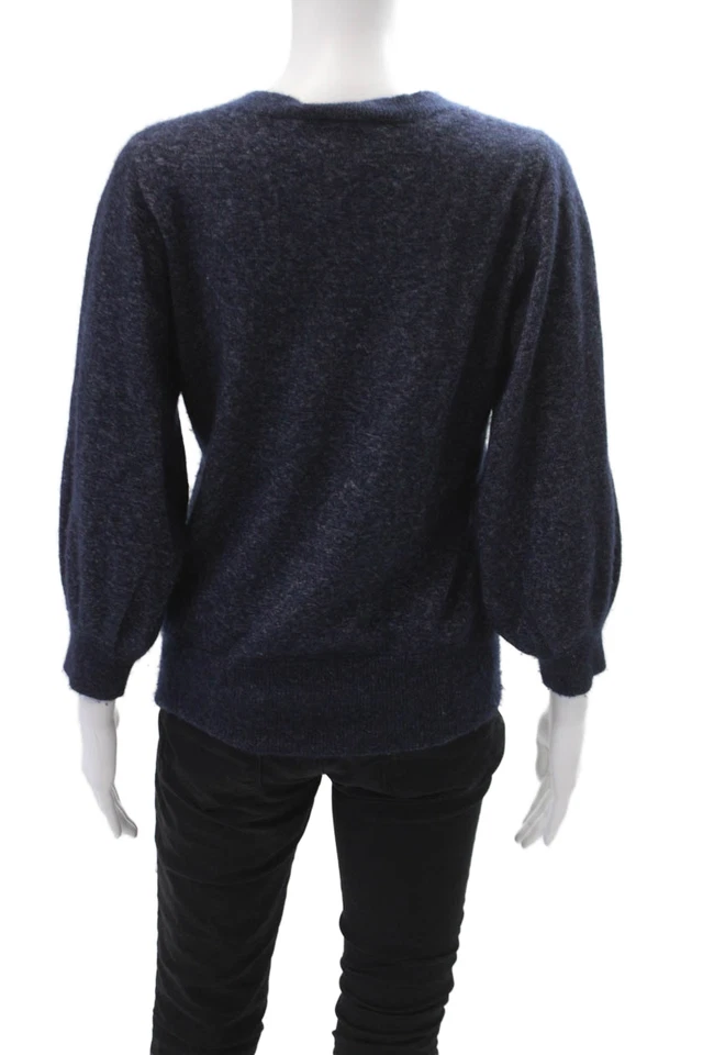 Suéter tejido otoño cachemir para mujer cachemir manga larga cuello redondo azul marino talla XS Foto 3 de 4