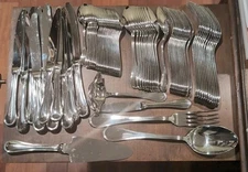 77 PC. GUY DEGRENNE FRANCE VENISE VERLAINE STAINLESS FLATWARE SET ++HOSTESS EUC 