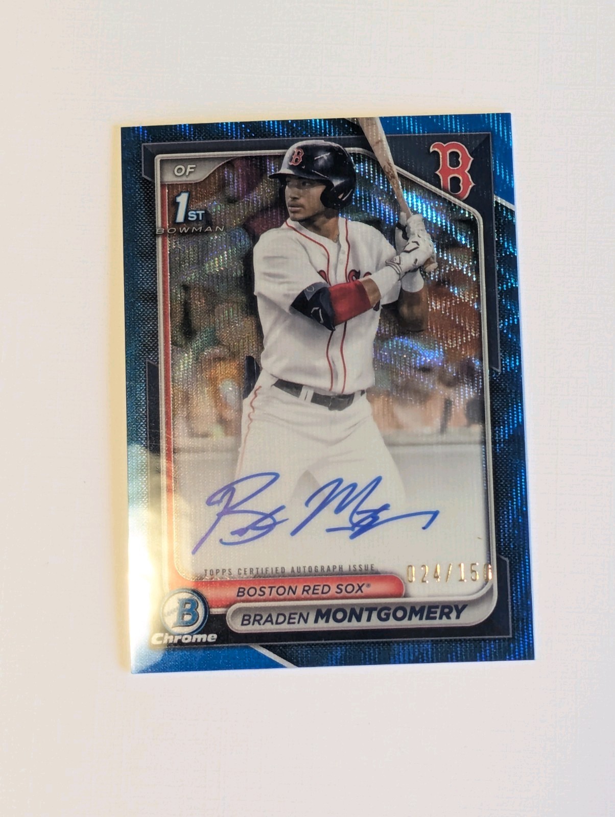 Braden Montgomery 2024 Bowman Draft 1st Auto Chrome Blue Wave Refractor /150