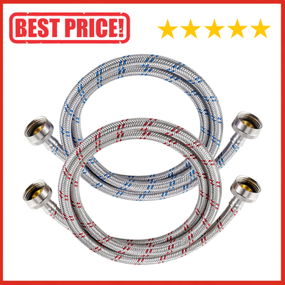 #ad 4 Ft Washing Machine Hoses 2 Packs Premium Stainless Steel Washer Hoses Burst $18.55
