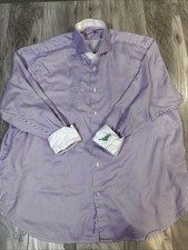 Robert Graham Men's 47 18 1/2 Purple Striped Flip Cuff Button Up Shirt