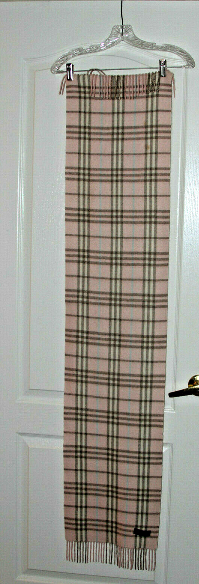 Burberry London 100% Cashmere Nova Check Powder Pink Scarf #27 | eBay