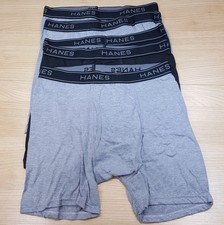 HANES Boxer Briefs Boys Large Grey Black 5-Pack Cotton Blend