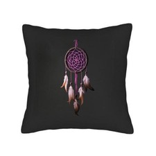 Set of 2 Decorative Throw Pillow Covers 18x18 - Black Background with Purple